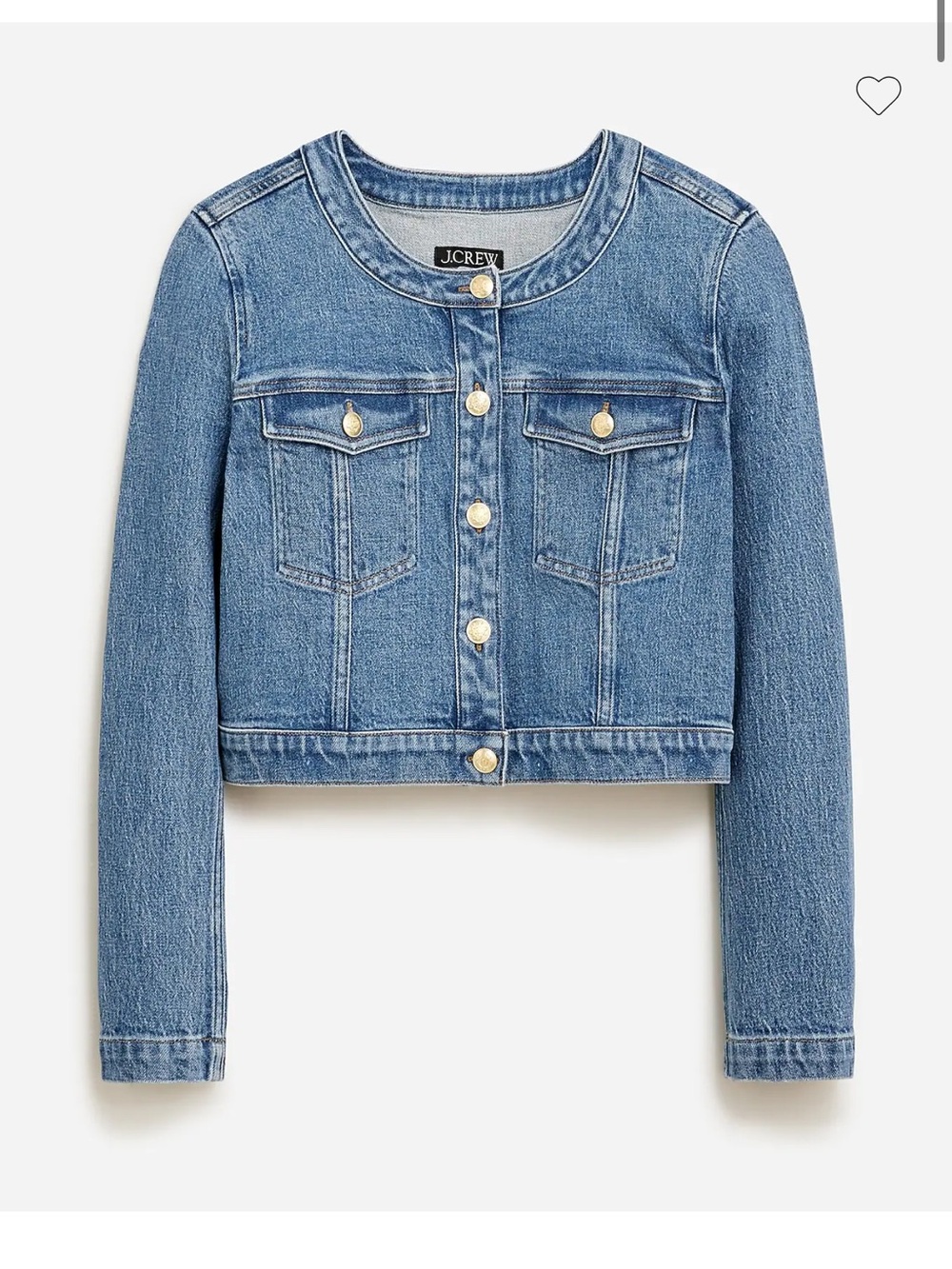 🔥 NWT $158 J. Crew Louisa Lady Patch Pocket Denim Jacket Gold Buttons 0